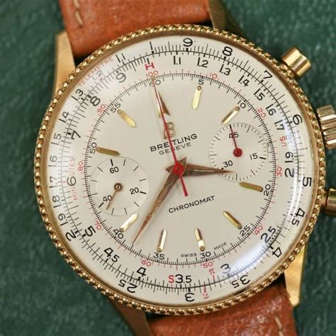 1966 Breitling Model 808 Chronomat 217012 Solid 18k Gold Near 